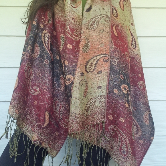 Scaf Wrap Accessory Boho Hippie Gypsy Paisley Print Tassels Super Soft! FALL - Picture 8 of 12